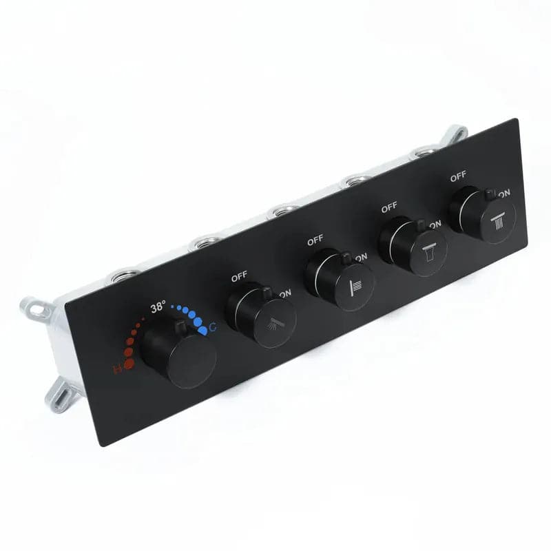 Wall-Mounted 23 Inch Thermostatic Shower System in Black 4 Functions #Black