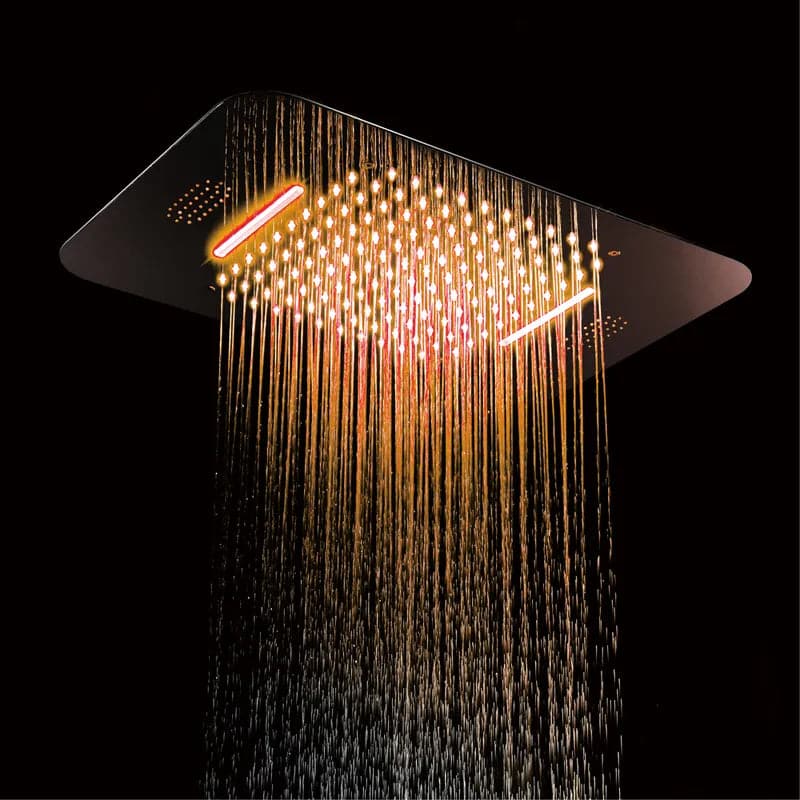 Wall-Mounted 23 Inch Thermostatic Shower System in Gold 4 Functions #Chrome