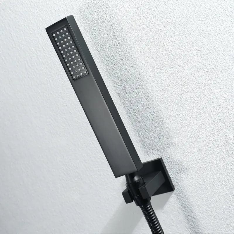 Wall-Mounted 16 Inches Shower System in Black 4 Function Thermostatic