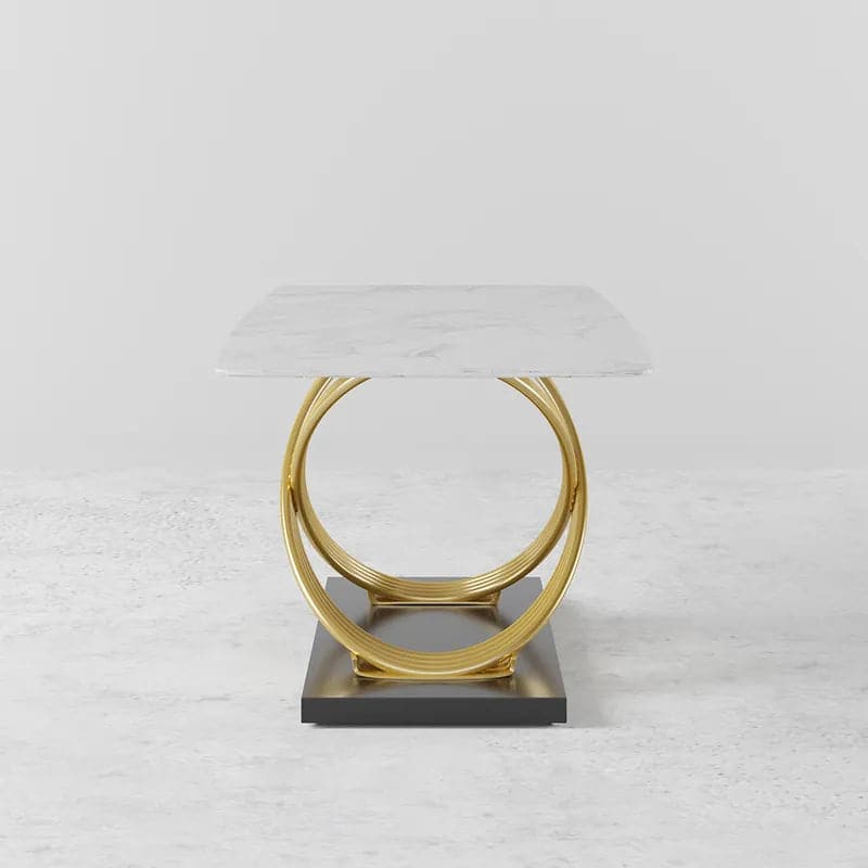 Table à manger en faux marbre blanc Table rectangulaire au design minimaliste moderne