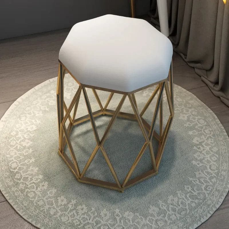 White Makeup Vanity with Nesting Stool Dressing Table with 5 Drawers & Mirror