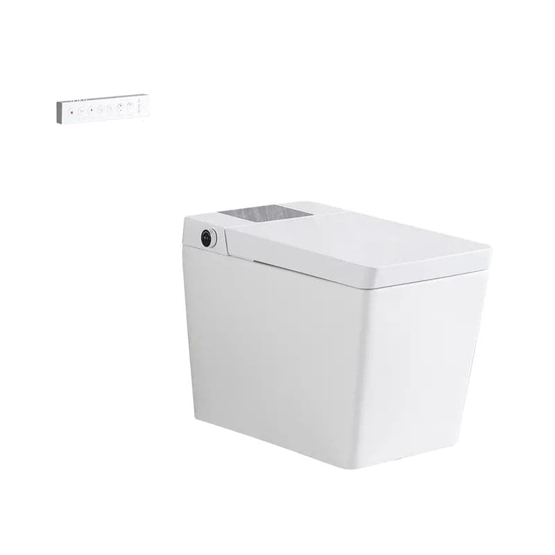Toilette carrée monobloc intelligente blanche avec télécommande et couvercle automatique