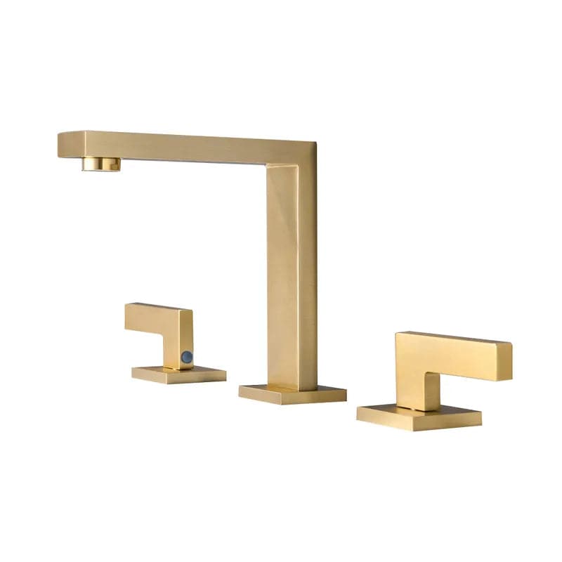 Widespread Brushed Gold Bathroom Sink Faucet Double Handle Solid Brass#Brushed Gold