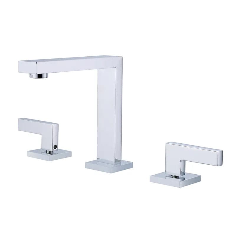 Modern Widespread Chrome Bathroom Sink Faucet Double Handle Solid Brass#Chrome