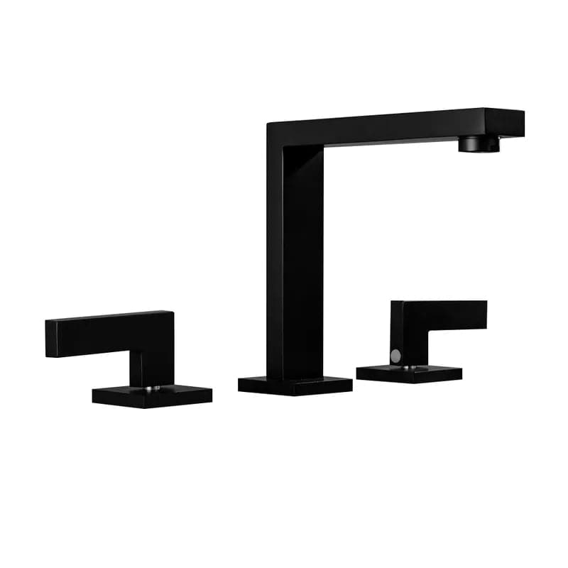 Widespread Matte Black Bathroom Sink Faucet Double Handle Solid Brass#Black