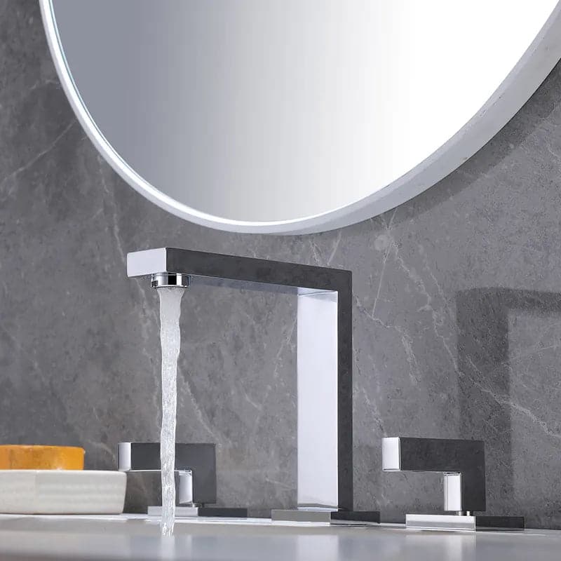 Modern Widespread Chrome Bathroom Sink Faucet Double Handle Solid Brass#Chrome