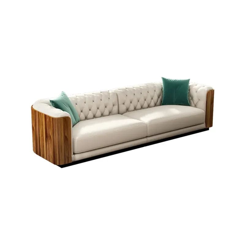 Ensemble de 3 canapés et causeuses capitonnés en simili cuir beige moderne