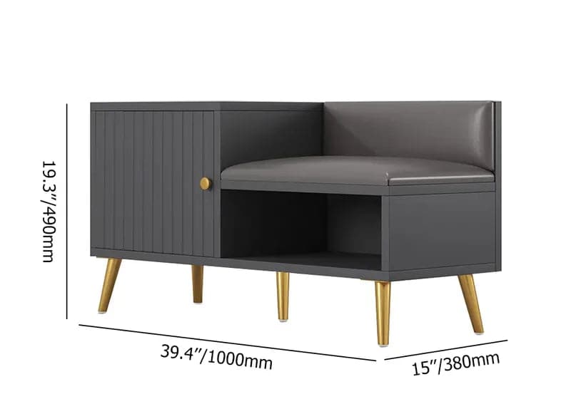 Yellar White/Gray Modern Upholstered Shoe Rack Bench with Storage Cabinet Entryway#Gray-M