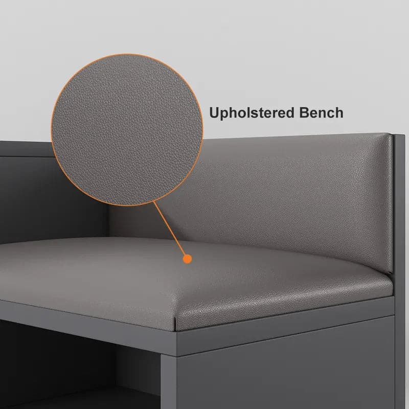 Yellar White/Gray Modern Upholstered Shoe Rack Bench with Storage Cabinet Entryway#Gray-M