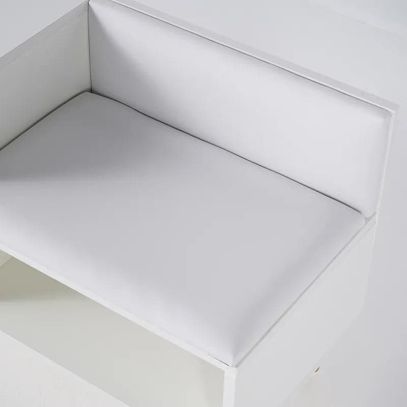 Yellar White/Gray Modern Upholstered Shoe Rack Bench with Storage Cabinet Entryway#White-S
