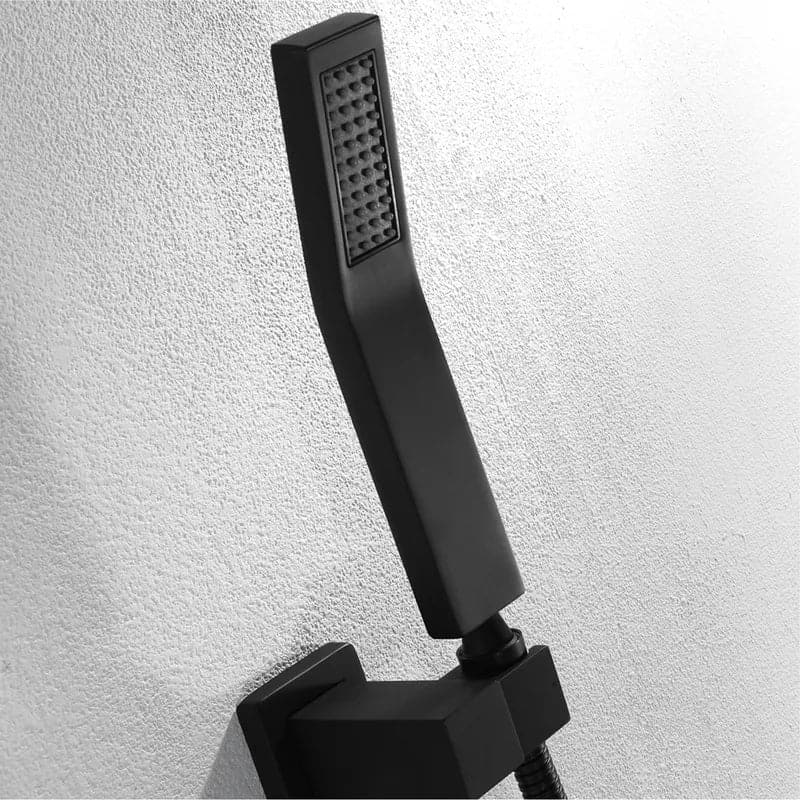 Wall-Mounted 23 Inch Thermostatic Shower System in Black 4 Functions #Black